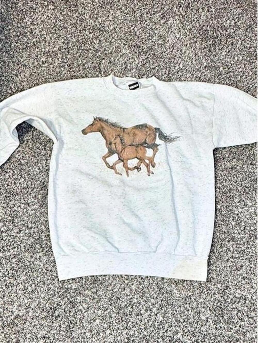 90’s Vintage Horse Graphic Crewneck Sweatshirt - Size L